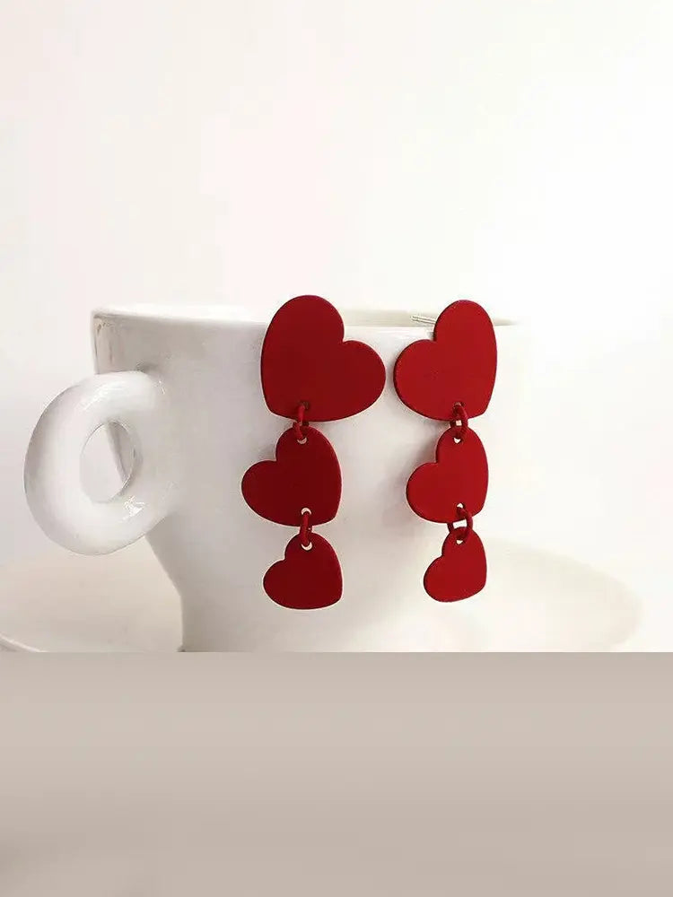 3 Heart Earrings Studs & Clip-On (No Piercing Requ | 18K ... - view 4