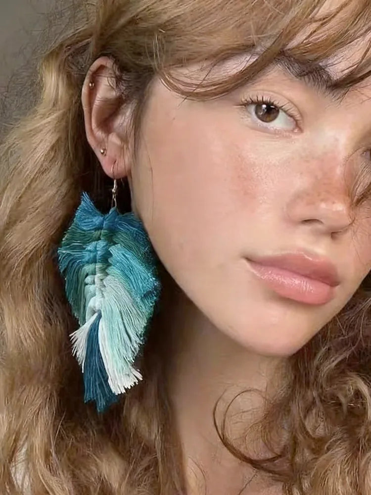 Lightweight Fabric Statement Vacation Style Studs & Clip-On Detail View — Waterproof & Hypoallergenic