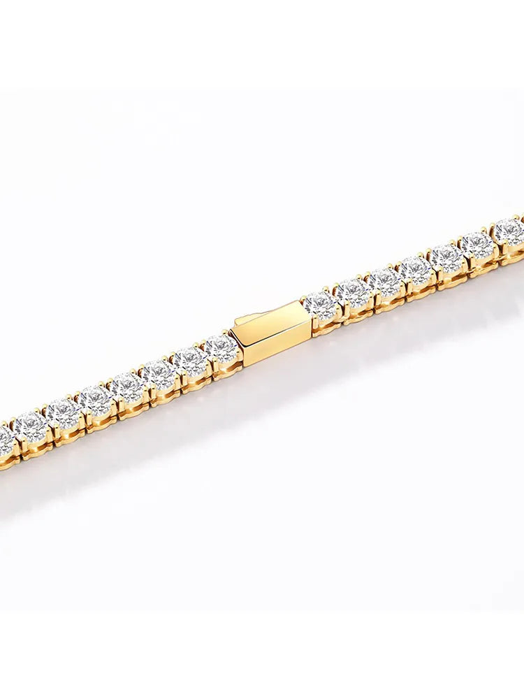 Luxury Iced Out CZ Tennis Chain Necklace – 18K Gold Plated 316L Stainless Steel, Hypoallergenic Unisex Jewelry 