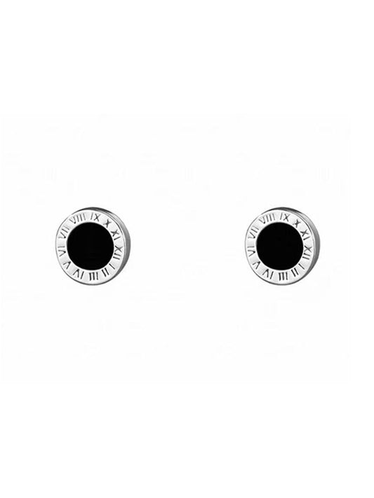 Magnetic Black Roman Symbol Earrings