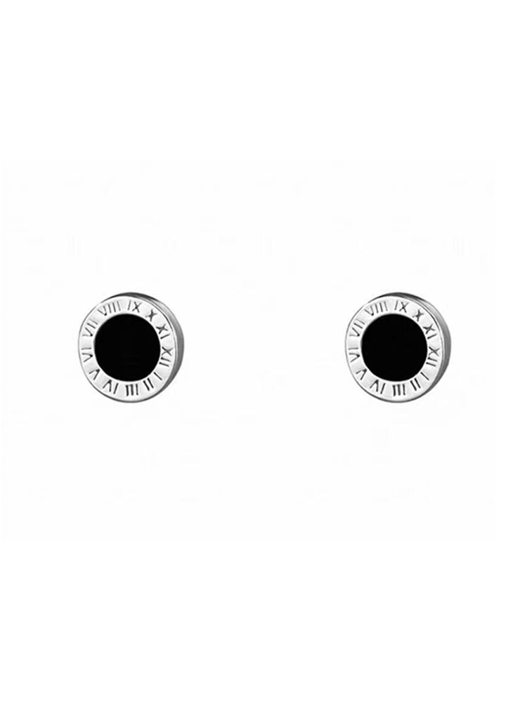 Magnetic Black Roman Symbol Earrings