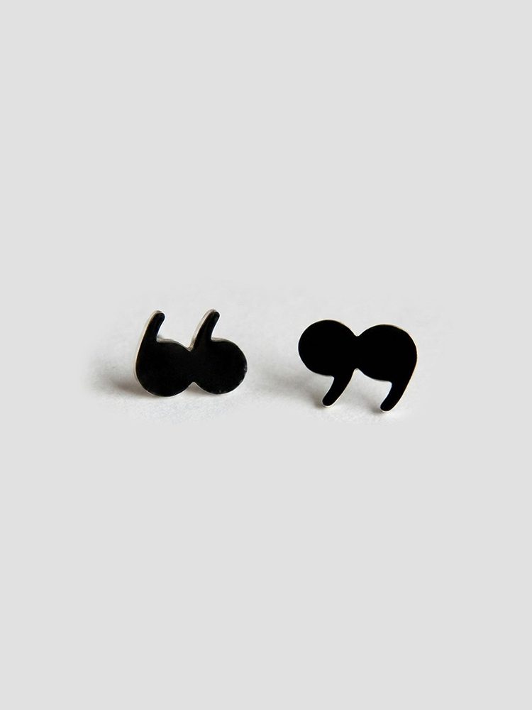 Magnetic Stud Black Symbol Earrings No Piercing Cute