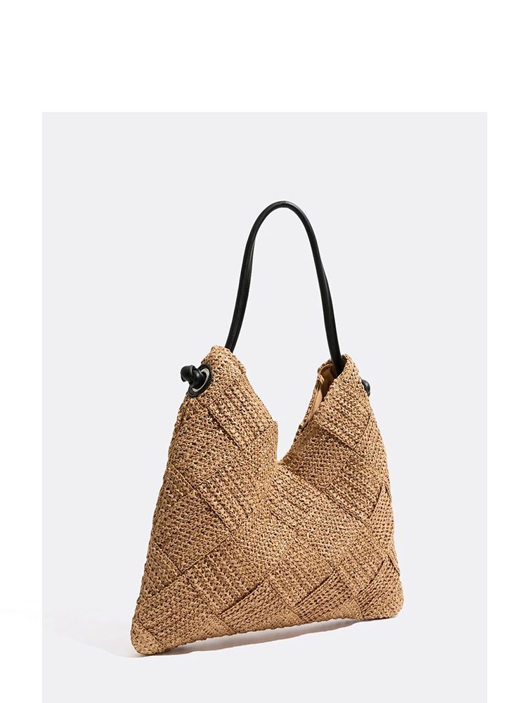Medium Fabric Woven Pocket Beach Tote Bag