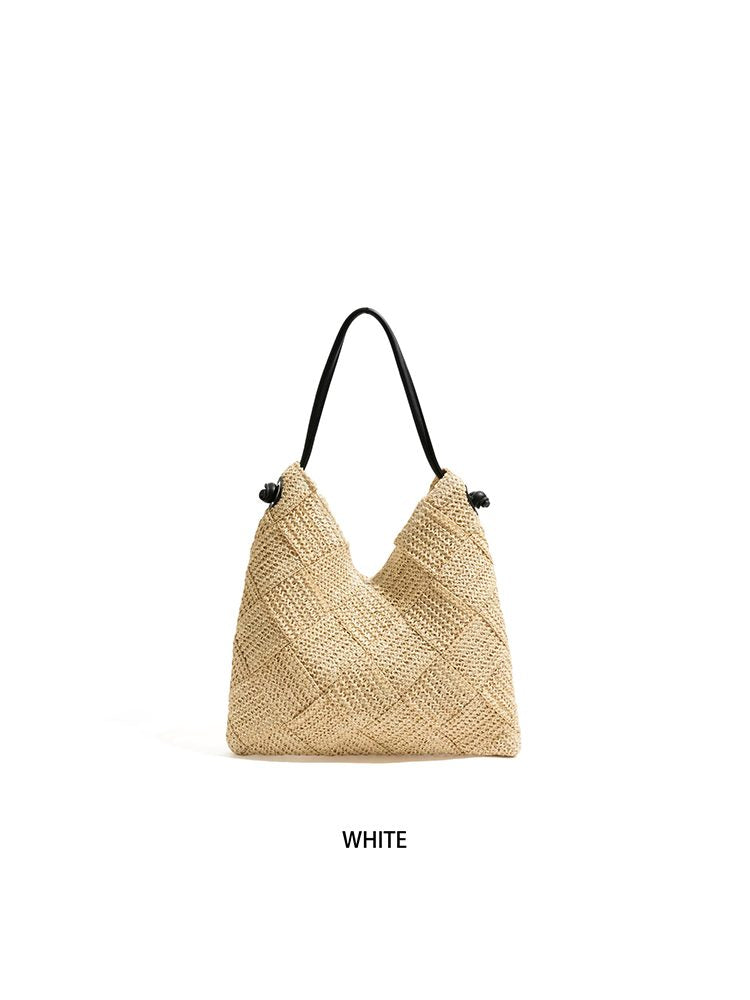 Medium Fabric Woven Pocket Beach Tote Bag