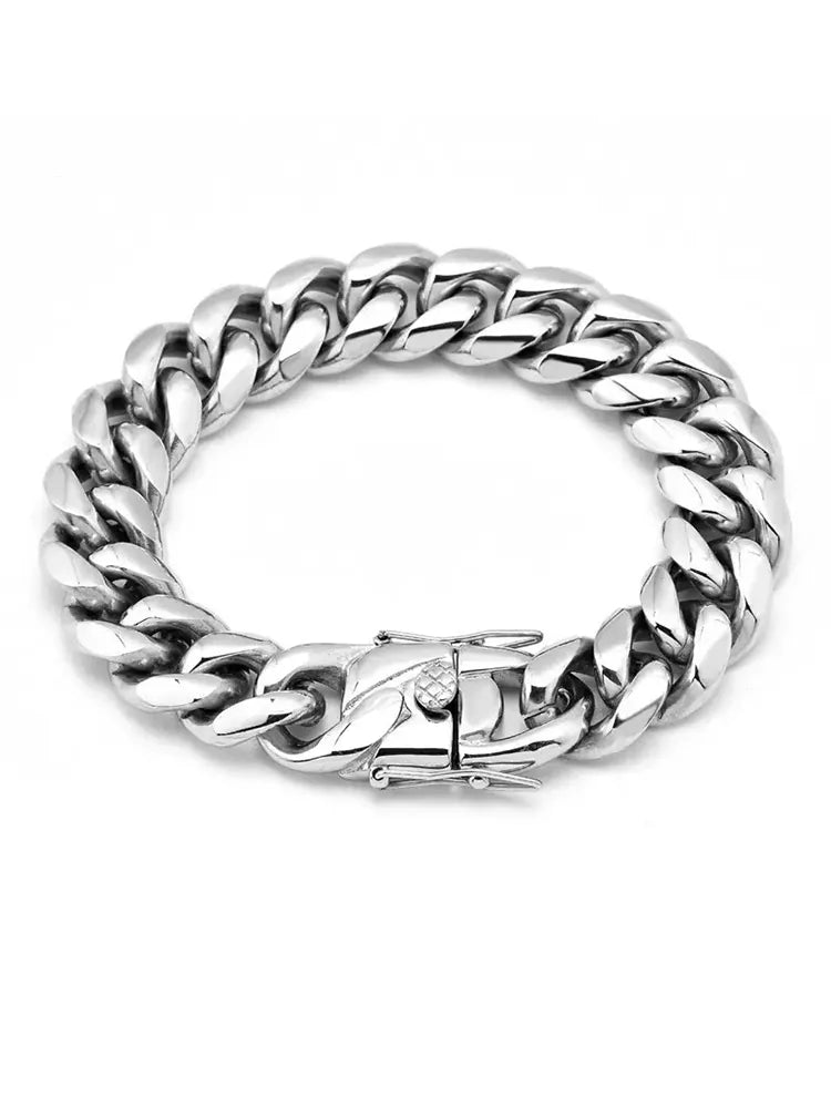 Men's Bold Cuban Link Bracelet – Vacuum Plated Hip Hop Football Star Inspired Streetwear Chain Bracelet
