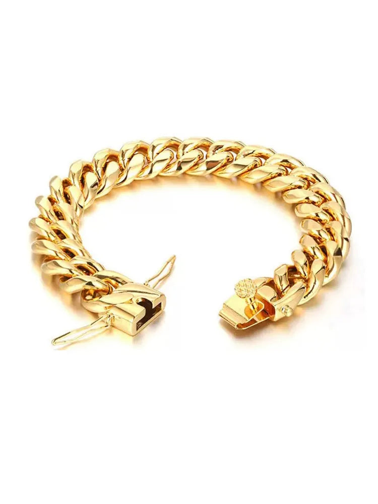 Men's Bold Cuban Link Bracelet – Vacuum Plated Hip Hop Football Star Inspired Streetwear Chain Bracelet