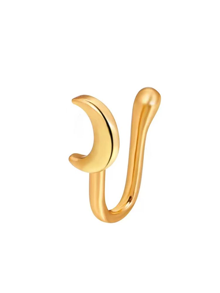 Minimal stainless steel gold-plated star and moon ear cuffs — 18K Gold Plated Jewelry | Fairies Whisper