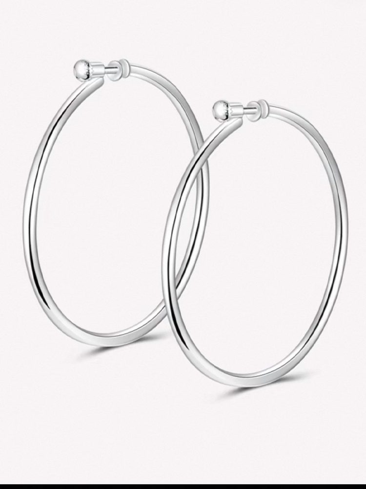 Minimalist Sterling Silver Twist Clip-On Big Hoop Earrings Screw Back Clip-On Earrings