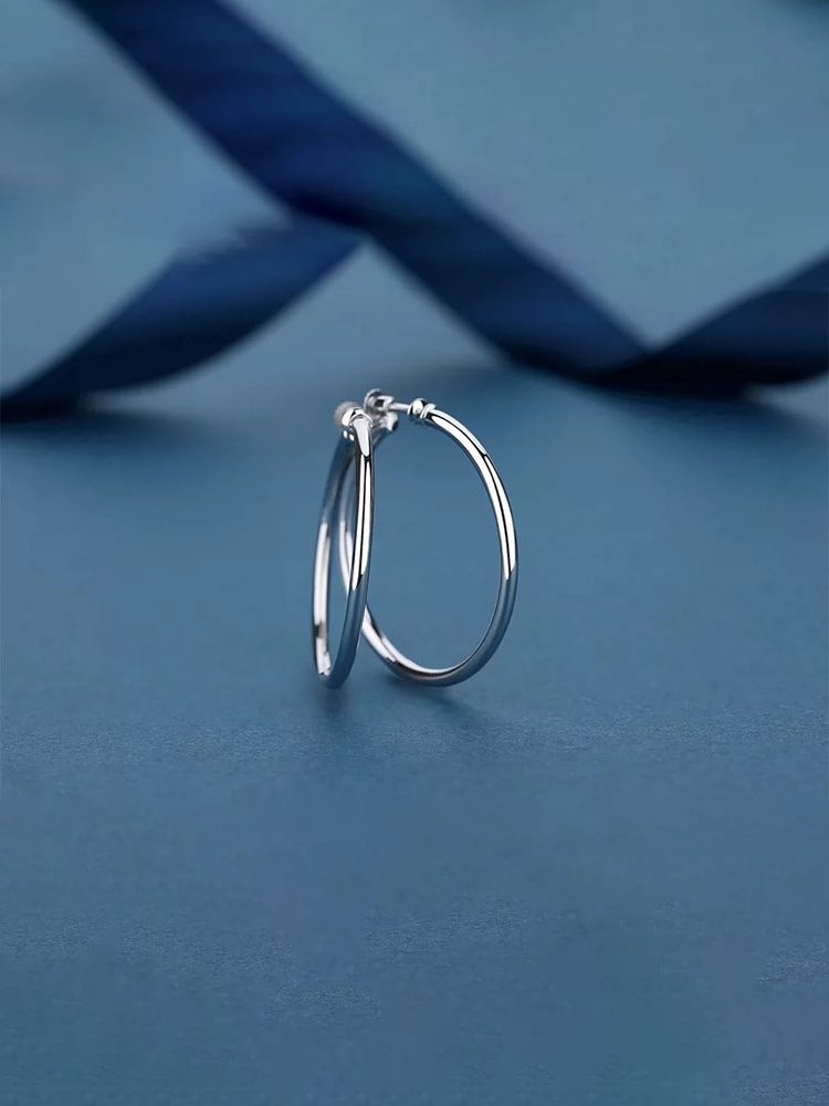 Minimalist Sterling Silver Twist Clip-On Big Hoop Earrings Screw Back Clip-On Earrings