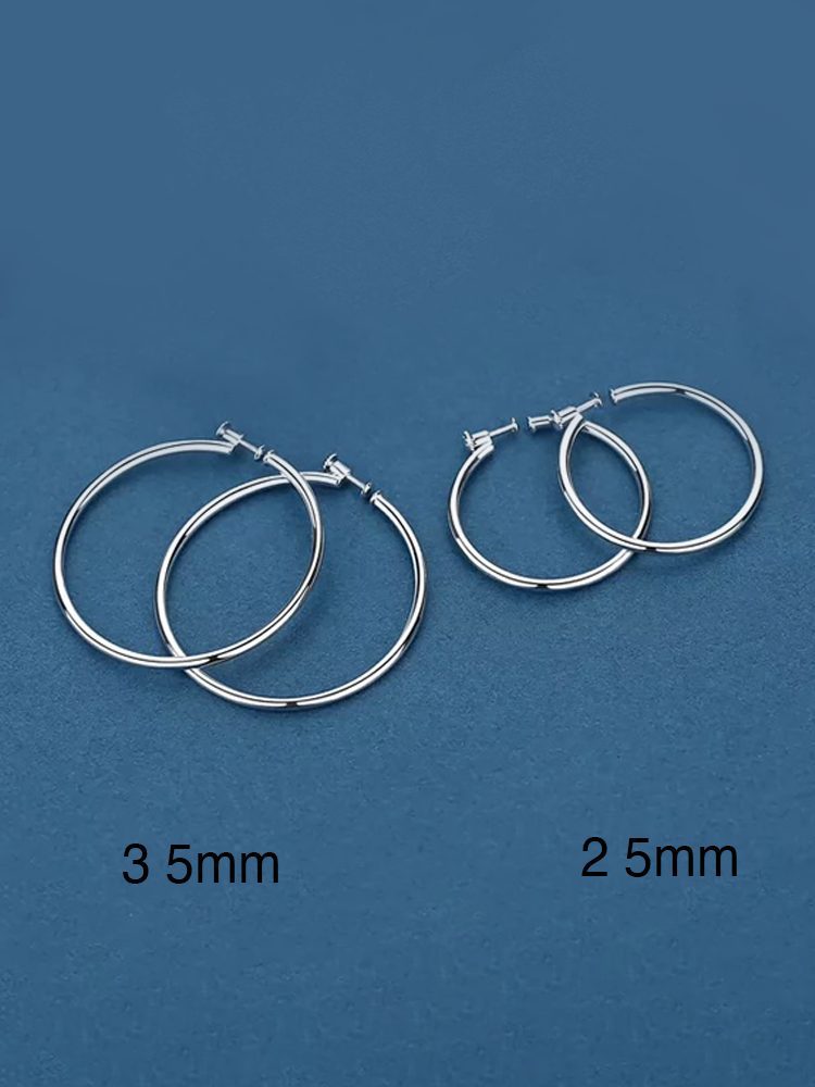 Minimalist Sterling Silver Twist Clip-On Big Hoop Earrings Screw Back Clip-On Earrings