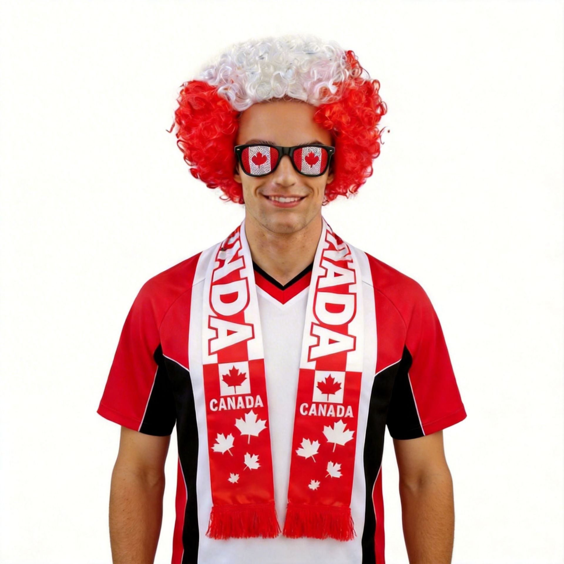 National Flag Color Fan Costume Set – Afro Wig, Team Scarf & Sunglasses Supporter Kit for Football Events and Fan Parties