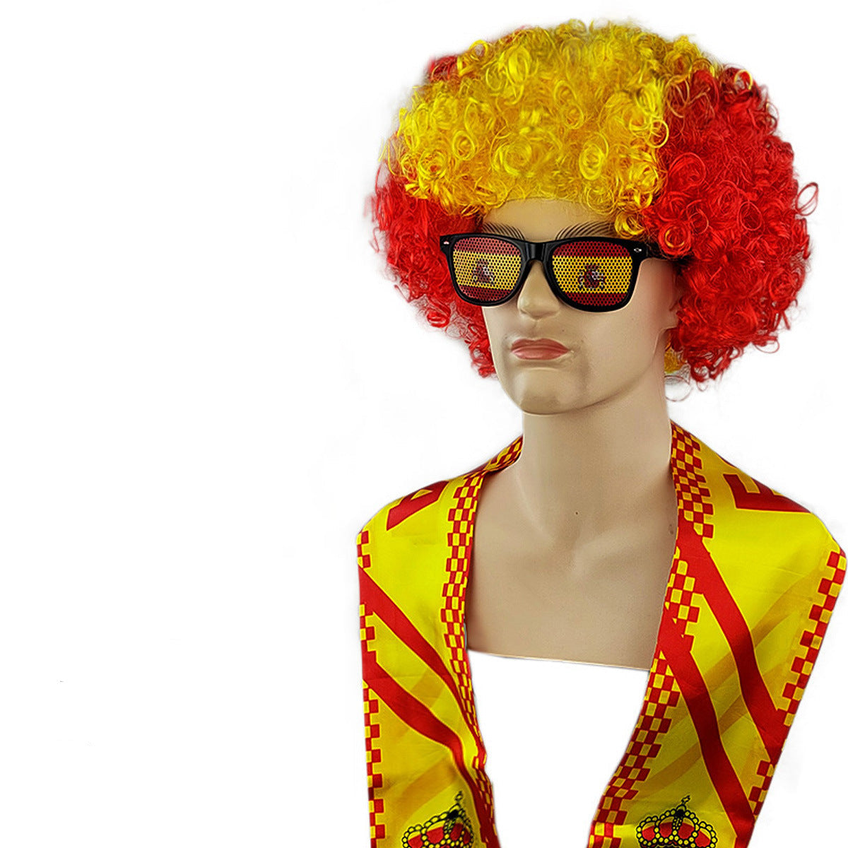 National Flag Color Fan Costume Set – Afro Wig, Team Scarf & Sunglasses Supporter Kit for Football Events and Fan Parties