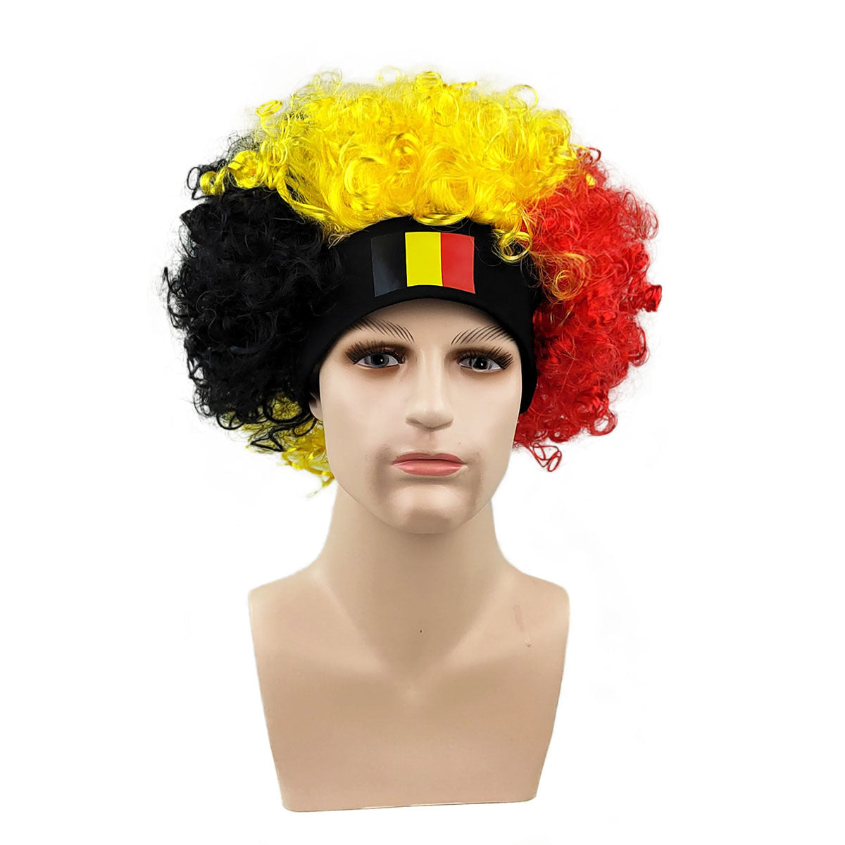 National Flag Color Fan Costume Set – Afro Wig, Team Scarf & Sunglasses Supporter Kit for Football Events and Fan Parties