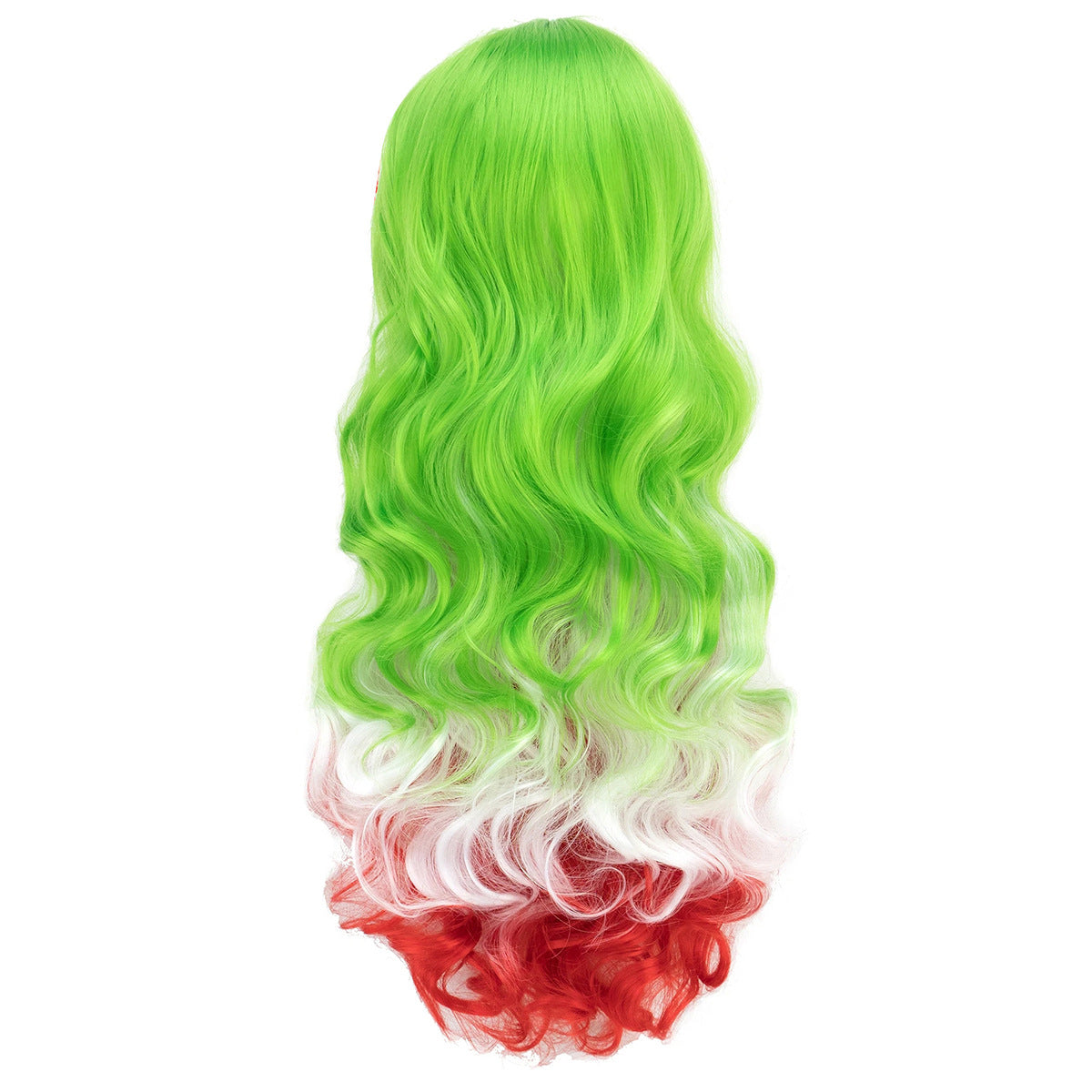 National Flag Gradient Long Curly Cosplay Wig – Women’s Football Fan Party Wig with Bangs, 70cm Heat-Resistant Fiber Hair