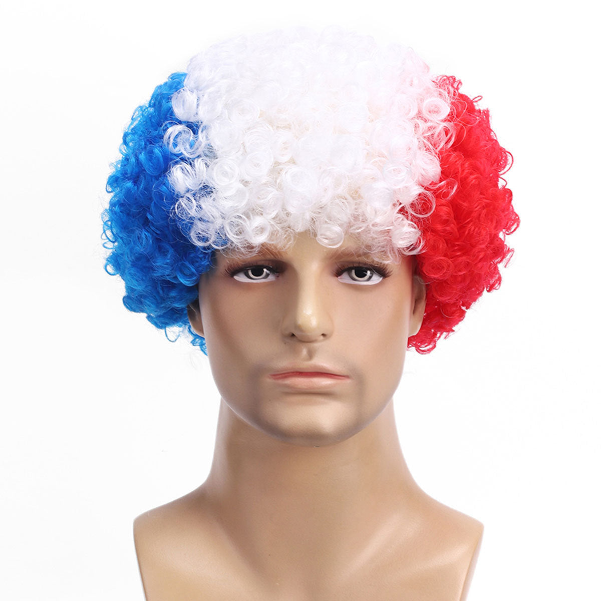 National Flag Gradient Long Curly Cosplay Wig – Women’s Football Fan Party Wig with Bangs, 70cm Heat-Resistant Fiber Hair