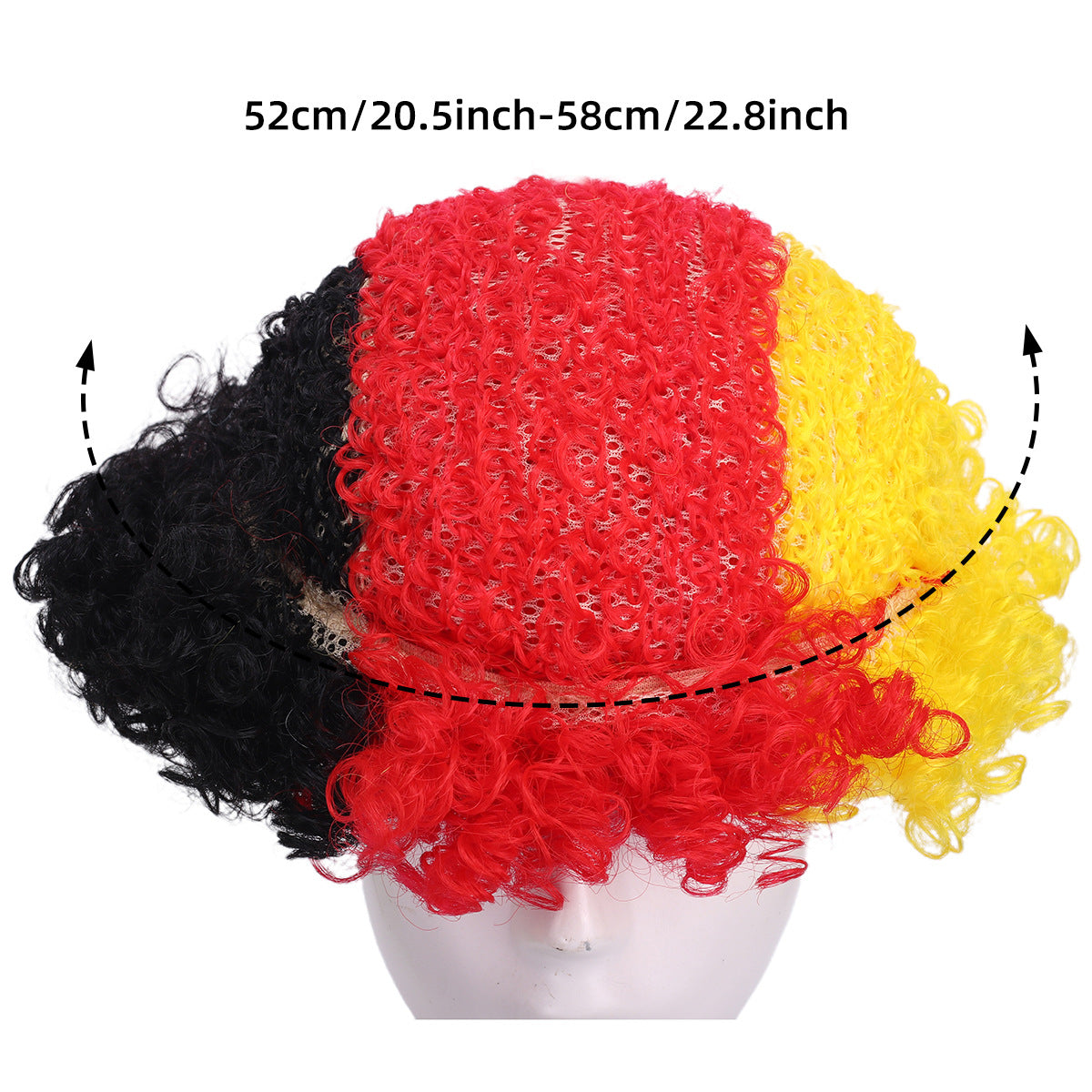 National Flag Gradient Long Curly Cosplay Wig – Women’s Football Fan Party Wig with Bangs, 70cm Heat-Resistant Fiber Hair