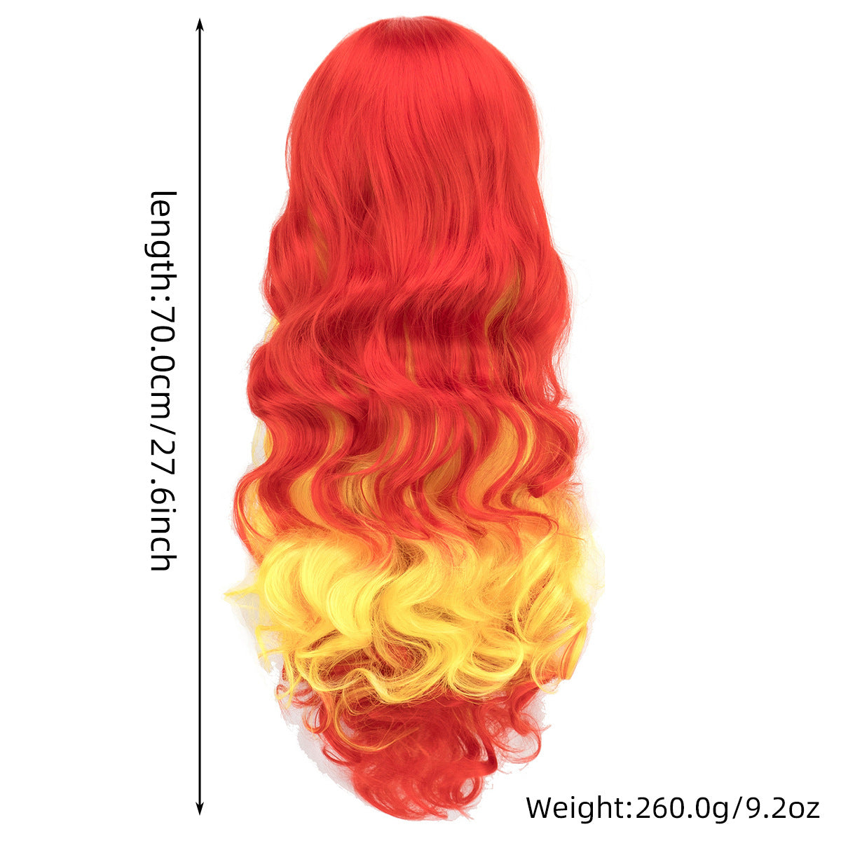 National Flag Gradient Long Curly Cosplay Wig – Women’s Football Fan Party Wig with Bangs, 70cm Heat-Resistant Fiber Hair