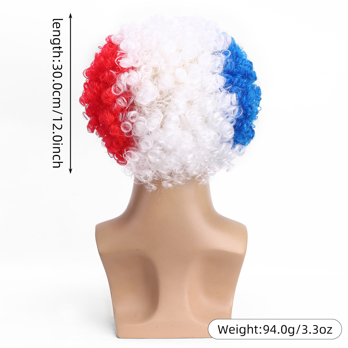 National Flag Gradient Long Curly Cosplay Wig – Women’s Football Fan Party Wig with Bangs, 70cm Heat-Resistant Fiber Hair
