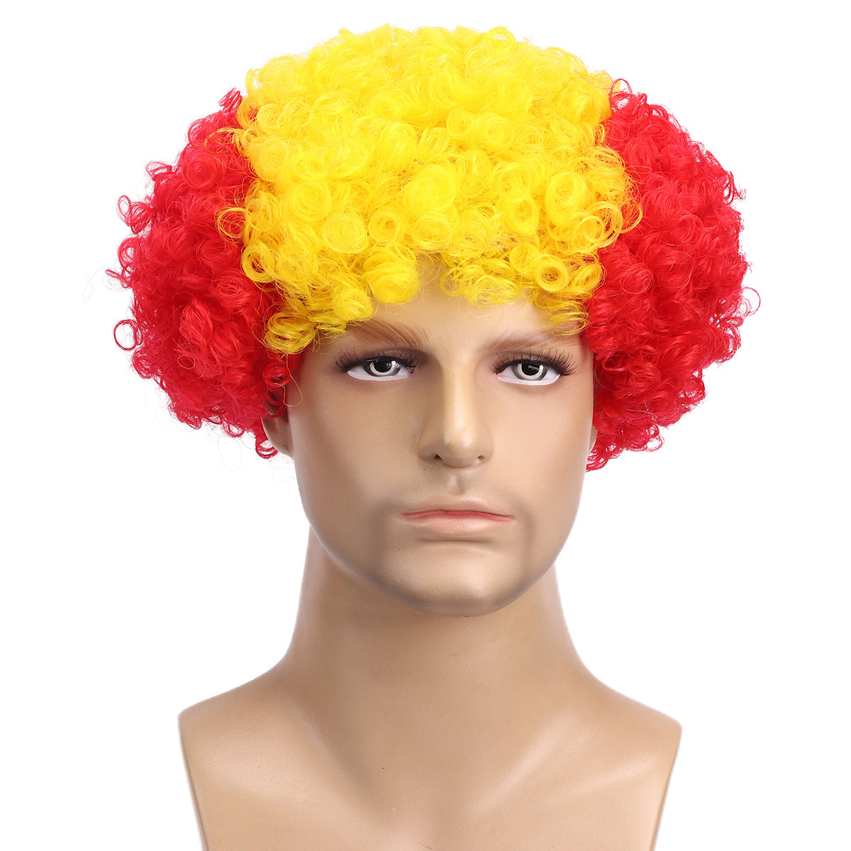 National Flag Gradient Long Curly Cosplay Wig – Women’s Football Fan Party Wig with Bangs, 70cm Heat-Resistant Fiber Hair