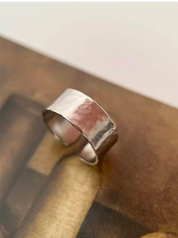 Parisian Hand-Brushed Silver Open Ring Set S925 Wo | 18K ... - view 6