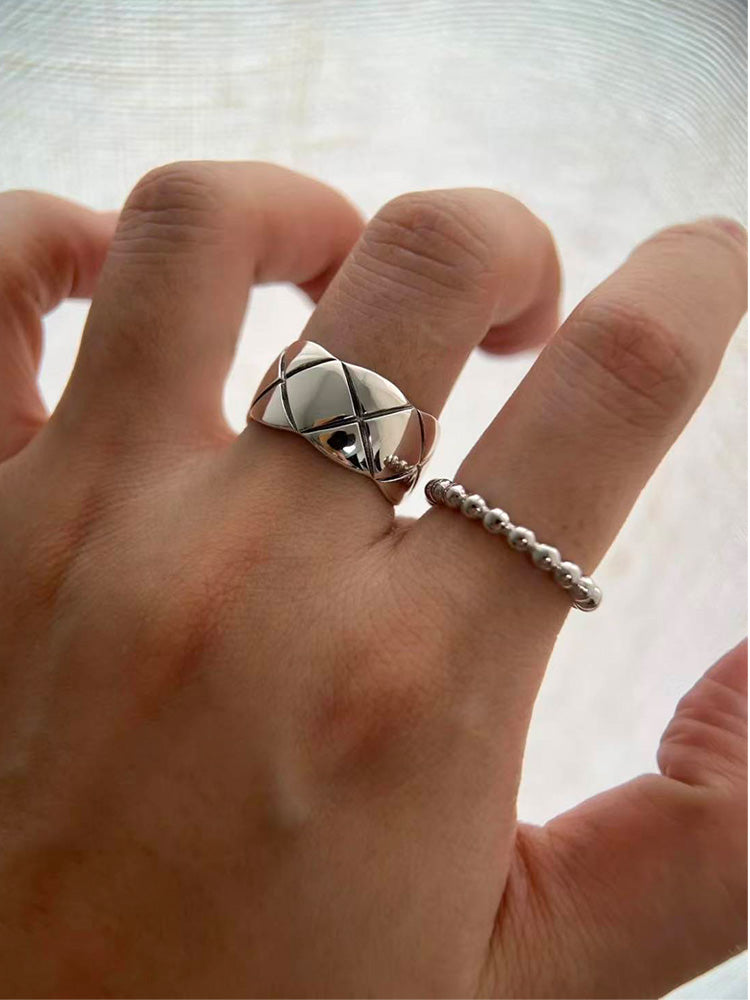 Parisian Hand-Brushed Silver Open Ring Set S925 Wo | 18K ... - view 3