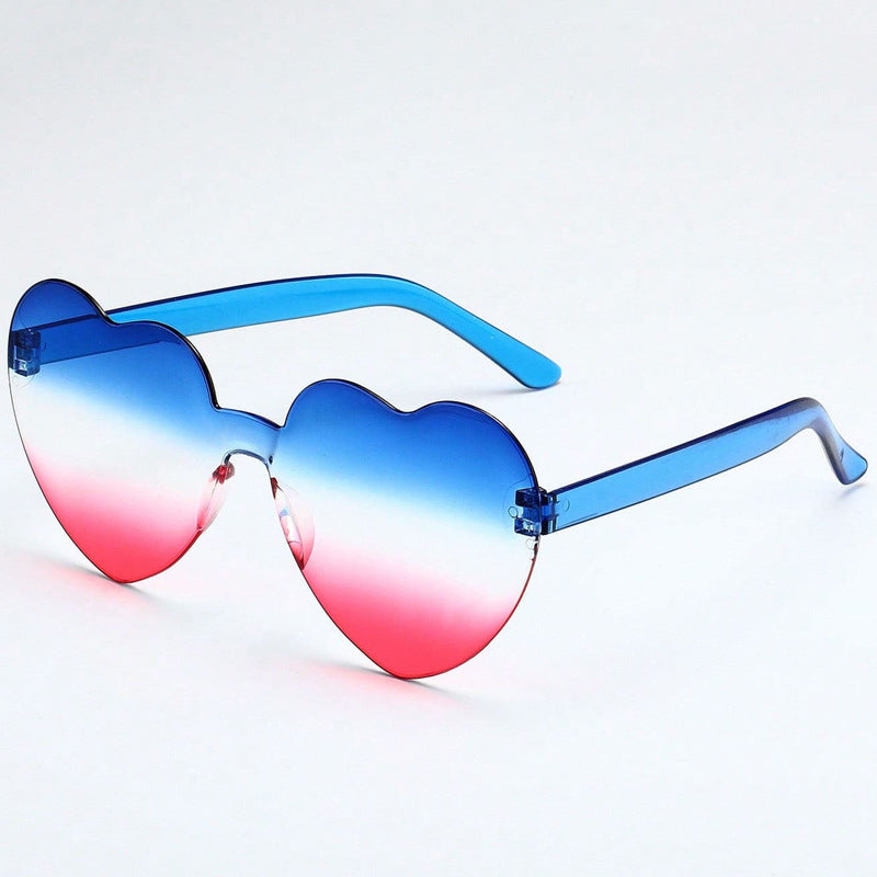 Patriotic Heart Shaped Party Sunglasses, USA Style Novelty Eyewear, UV380 Full Frame Costume Glasses for Party & Festival Wear