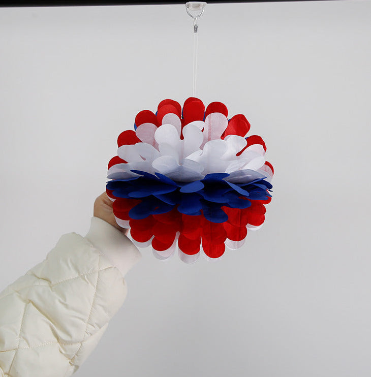 Patriotic Honeycomb Hanging Decorations, Red White Blue Paper Ball Ornaments for Holiday Parties, Festivals and Event Decor
