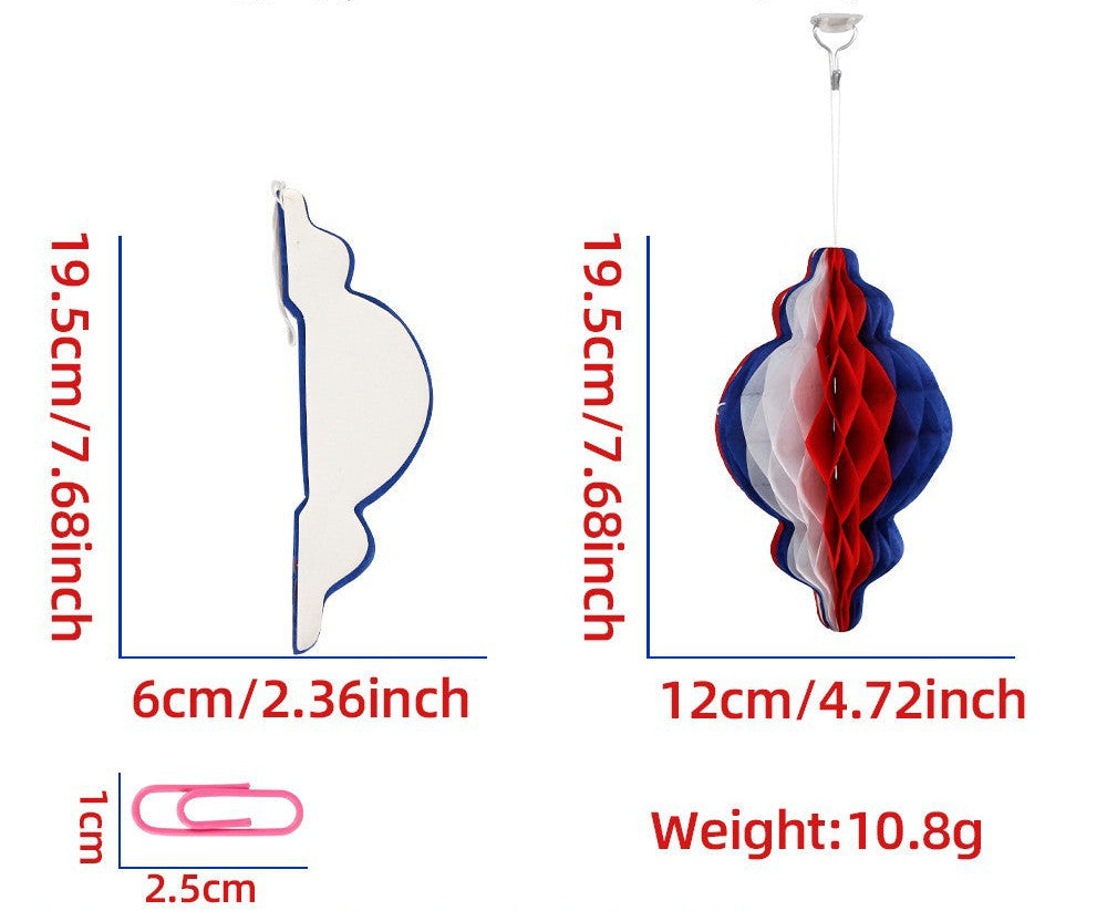 Patriotic Honeycomb Hanging Decorations, Red White Blue Paper Ball Ornaments for Holiday Parties, Festivals and Event Decor