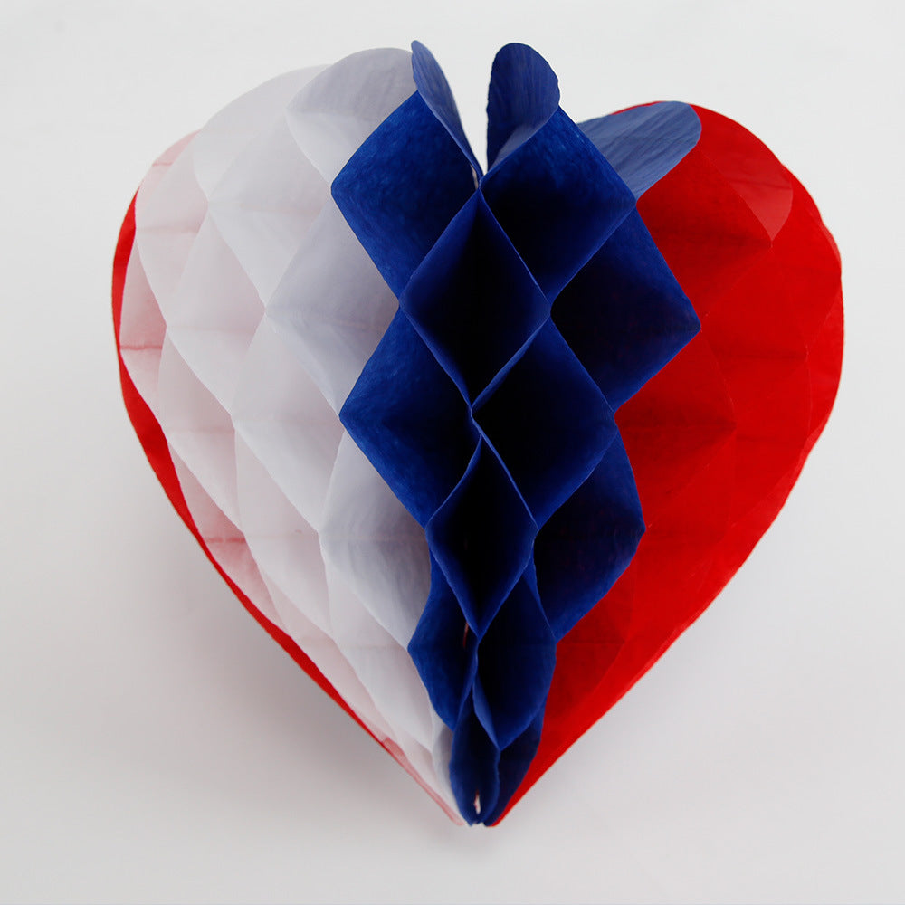 Patriotic Honeycomb Hanging Decorations, Red White Blue Paper Ball Ornaments for Holiday Parties, Festivals and Event Decor