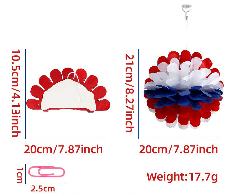 Patriotic Honeycomb Hanging Decorations, Red White Blue Paper Ball Ornaments for Holiday Parties, Festivals and Event Decor