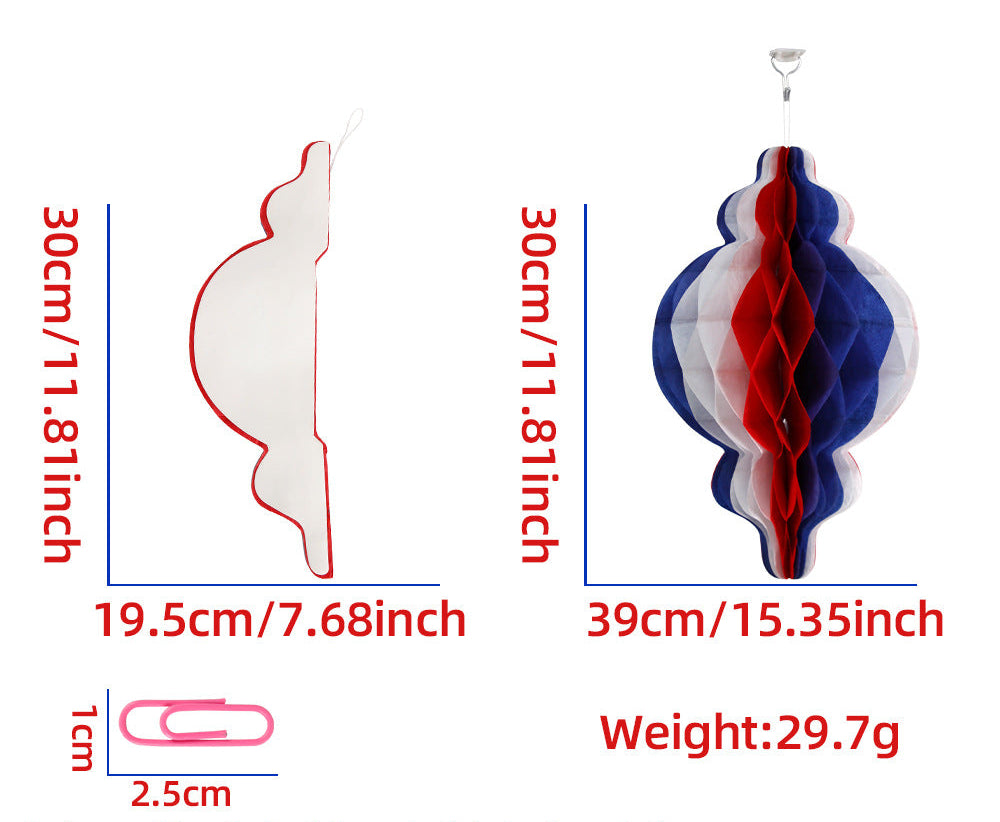 Patriotic Honeycomb Hanging Decorations, Red White Blue Paper Ball Ornaments for Holiday Parties, Festivals and Event Decor