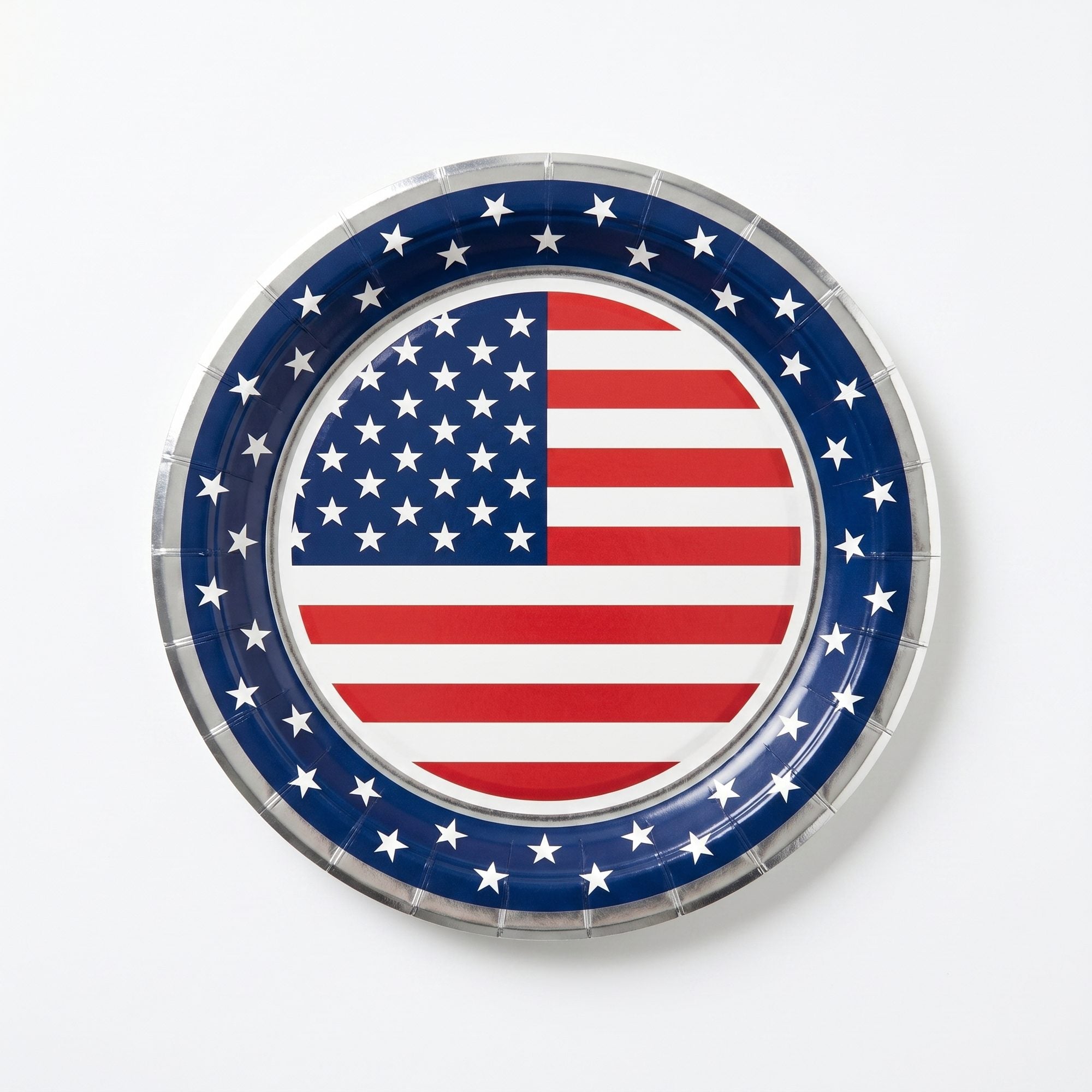 Patriotic Party Tableware Set, 92-Piece Red White Blue Disposable Dinnerware Kit, Plates Cups Napkins Tablecloth & Banner for Party Decoration