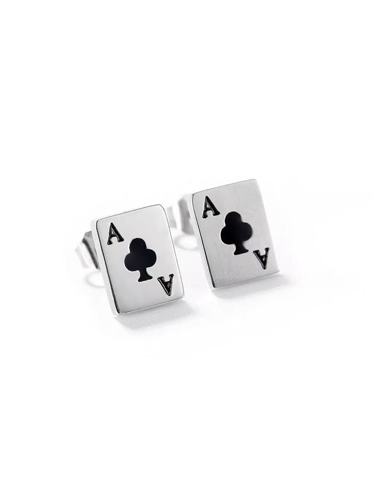 Playing Card Clip-On / Stud Earrings Set – No Piercing Cartoon Options Red Black