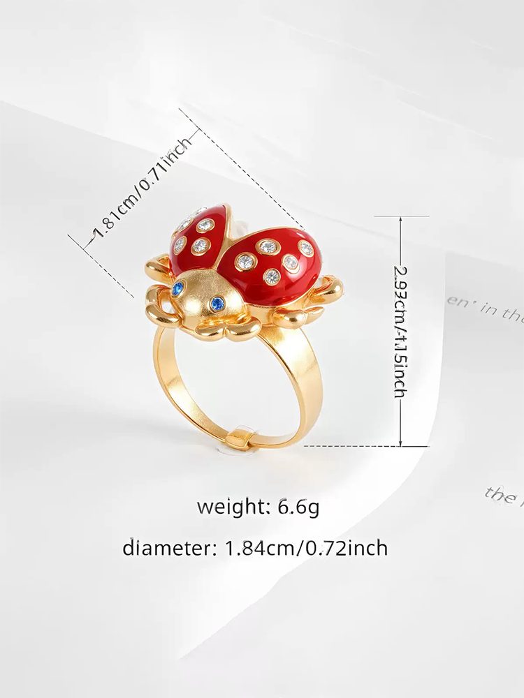 Red Ladybug Adjustable Open Ring – Summer Style Cartoon