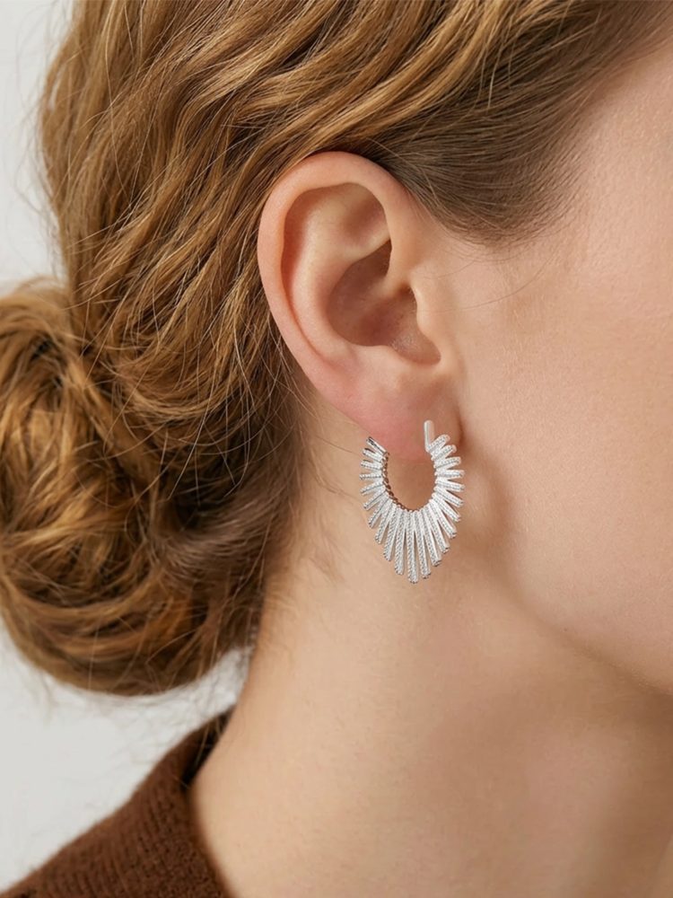 Silver-tone heart-shaped electroplated copper for non-pierced ears Screw Back Clip-On Earrings