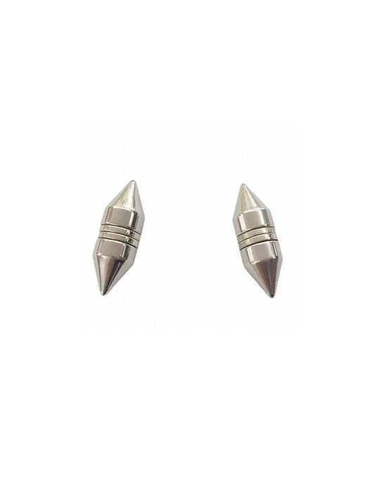 Silver Black Bullet Magnetic Earrings for Men Fashion