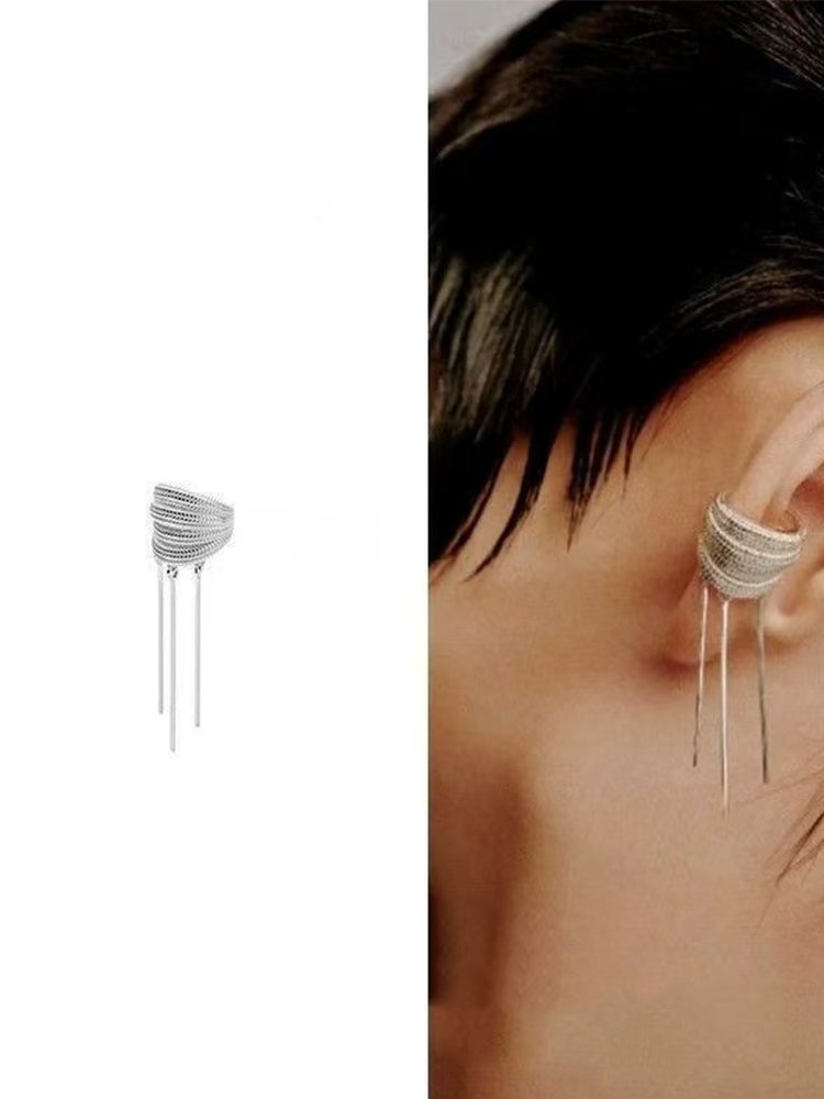 Silver Clip-On Dangle Earrings (No Piercing) 1 pair