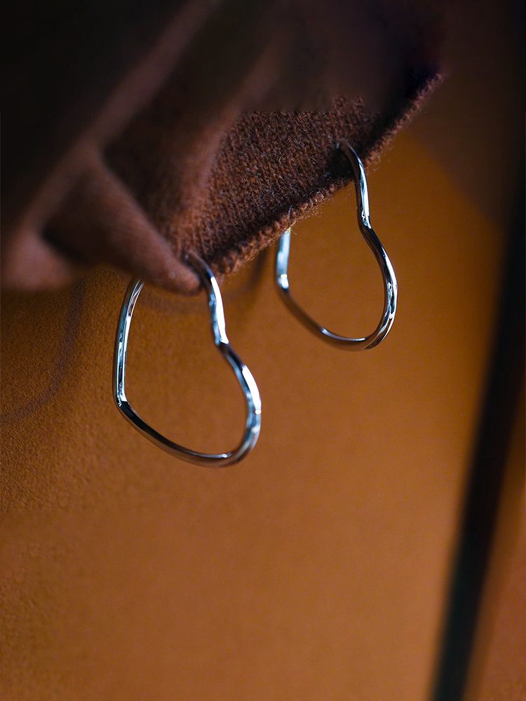 Silver Heart Hoop Screw Back Clip-On Earrings