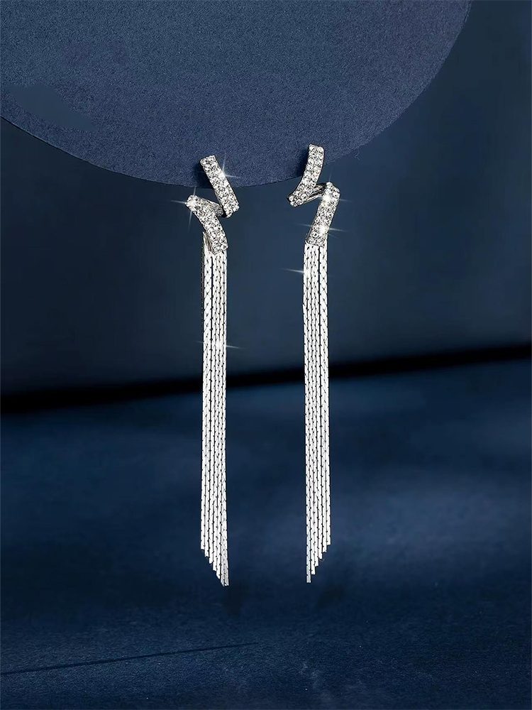 Silver Stainless Steel Tassel Earrings with S925 Silver Needle – Hypoallergenic