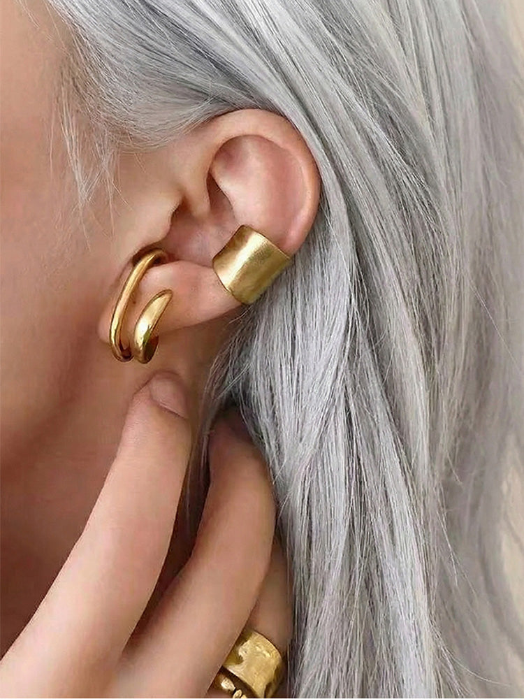 Sleek Retro Ear Cuff Gold And 925 Silver (No Pierc | 18K ...