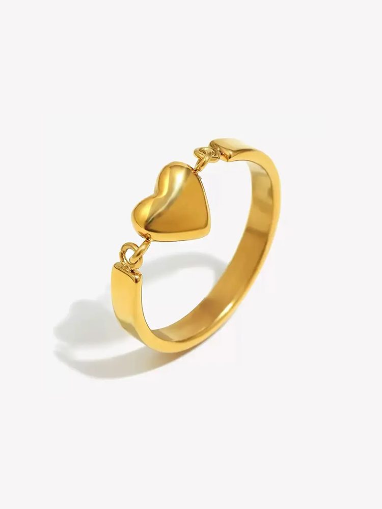 Small Love Playful Ring (Women 925 Sterling Silver Stainless Steel 18K Gold Plated Waterproof & Non-Tarnish)