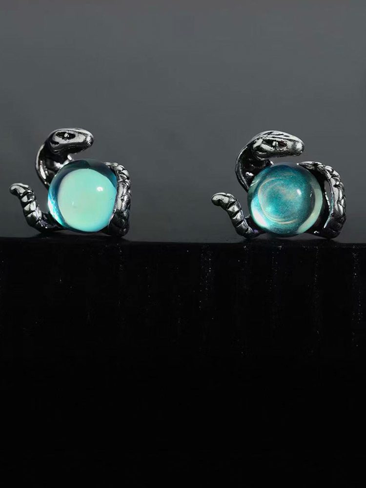 Snake Magnetic Earrings for Men Blue Pink Crystal