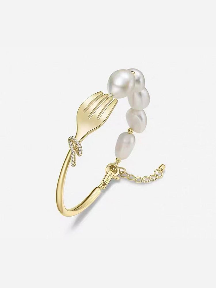 Spaghetti Fork Gold Bracelet 18K Gold Plated Designer Style