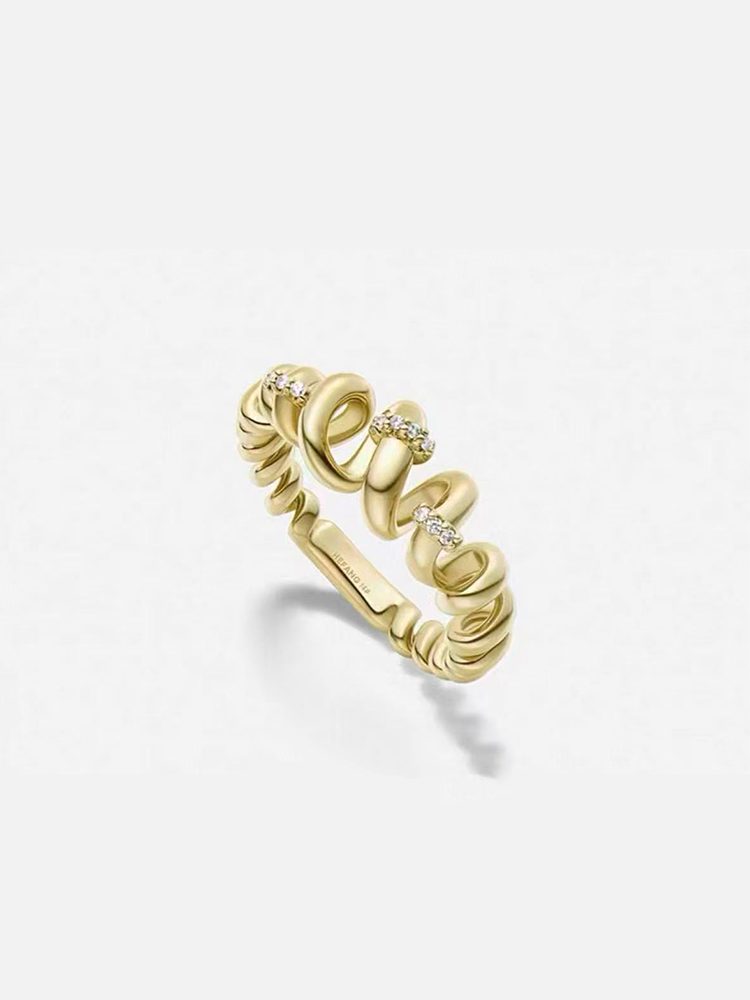 Italian Gold Spaghetti Ring Dangle Earrings 18K Gold Plated