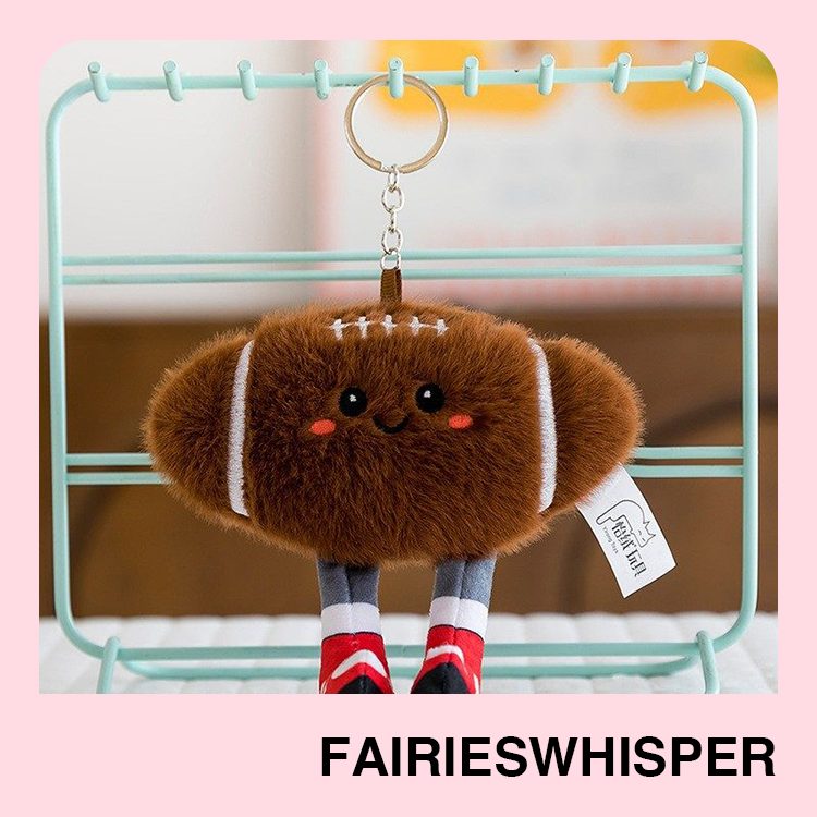 Sports Ball Plush Keychain – Football, Basketball, Rugby, Tennis & Boxing Glove Mini Plush Pendant, Souvenir Gift