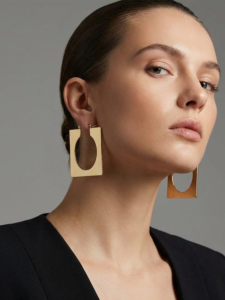 Square Stainless Steel Ethnic Style Earrings Large Big Dangle