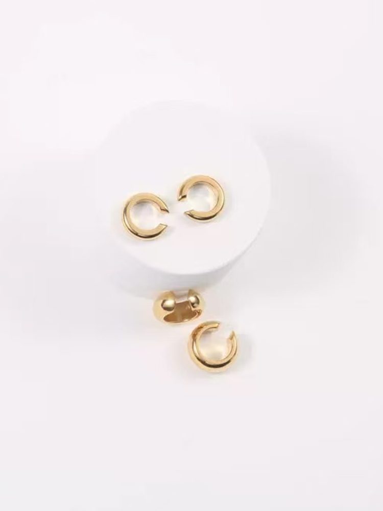 Stainless Steel 18K Gold-Plated Silver Ear Cuff – No Piercing Required 3mm & 6mm 2 Pairs