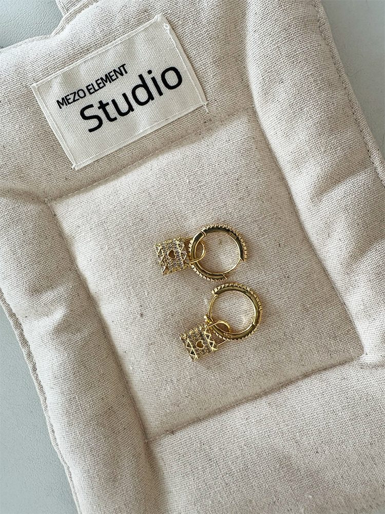 Stainless Steel Gold Heart Lock Hoop Earrings with Zircon Screw Back Clip-On Earrings