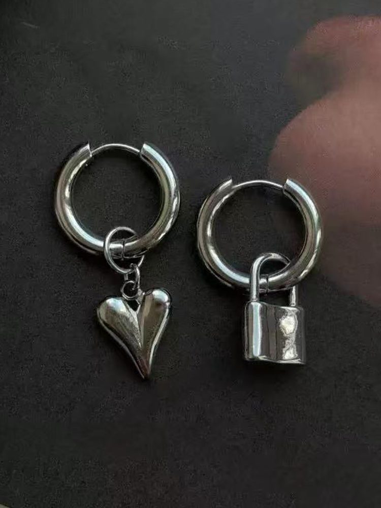 Stainless Steel Lock Earrings – Minimalist Statement Design Dangle Silver