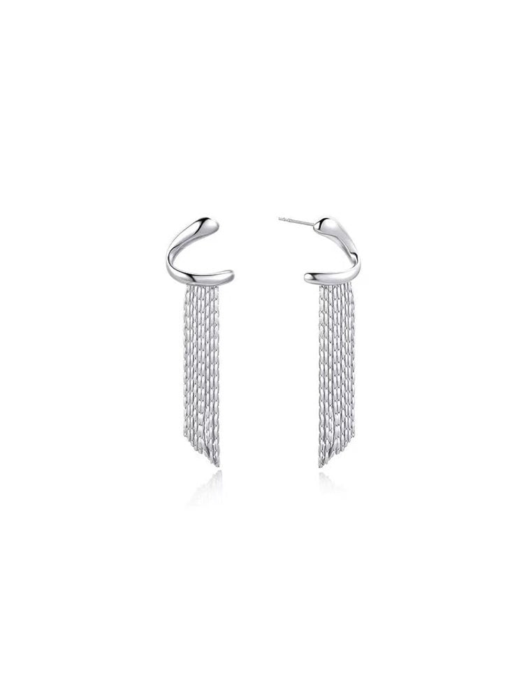 Stainless Steel Medium-Length Tassel Earrings – Gold & Silver